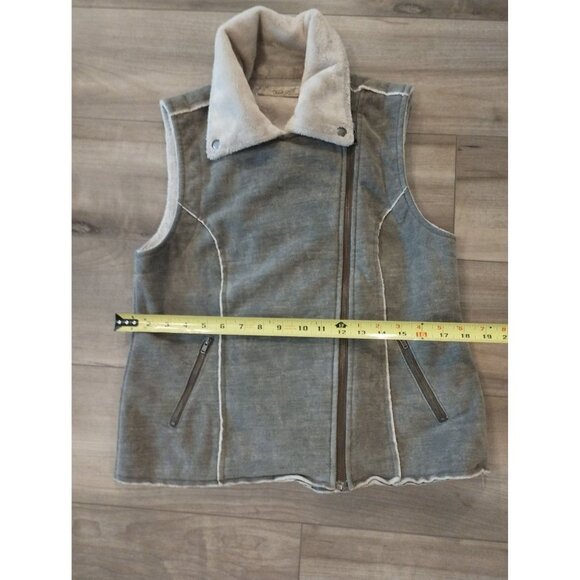 True Grit Military Green and Cream Bomber Vest Zippered Jacket S - Picture 10 of 11